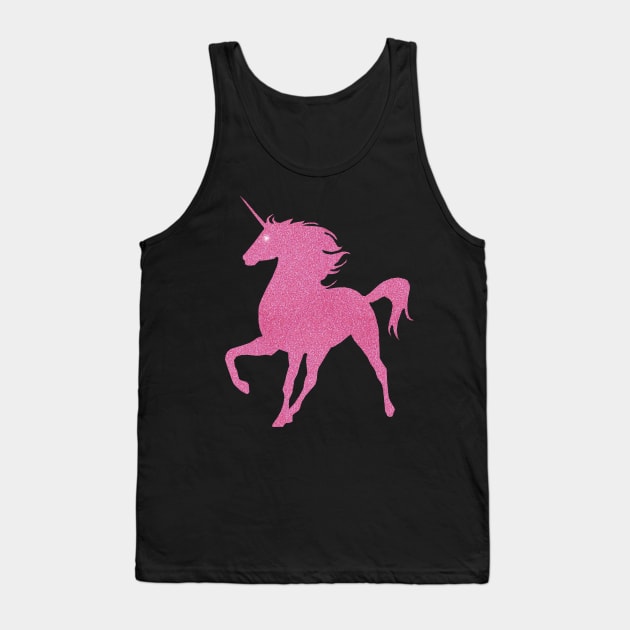 Pink Faux Glitter Magical Unicorn Tank Top by Atteestude